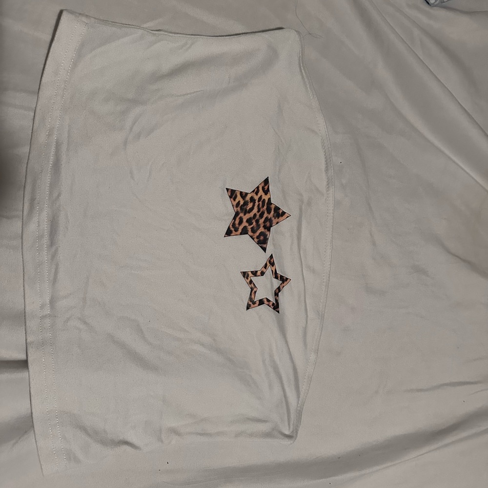 White tube top with Leopard Star Accents